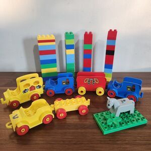 Lego Duplo Vintage Horse Pony Trailer Rodeo Bus Cars Extra Building Blocks Lot